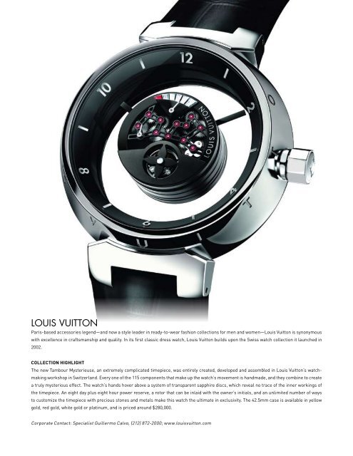 Louis Vuitton ladies' watches, Collections