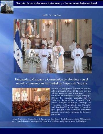 mundo conmemoran festividad de Virgen de Suyapa