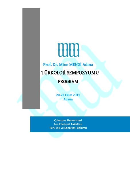Sempozyum Programı - Çukurova Üniversitesi