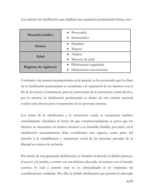 CLASIFICACIÓN PENITENCIARIA