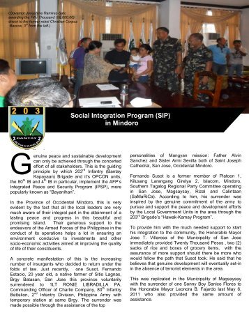 Social Integration Program (SIP) in Mindoro - Philippine Army