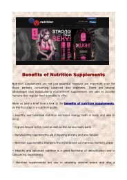 Benefits of Nutrition Supplements