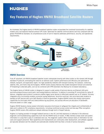 Key Features of Hughes HN/HX Broadband Satellite Routers