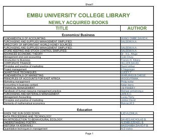 EMBU UNIVERSITY COLLEGE LIBRARY