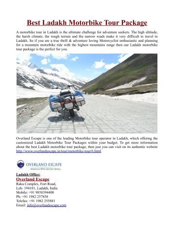 Best Ladakh Motorbike Tour Package