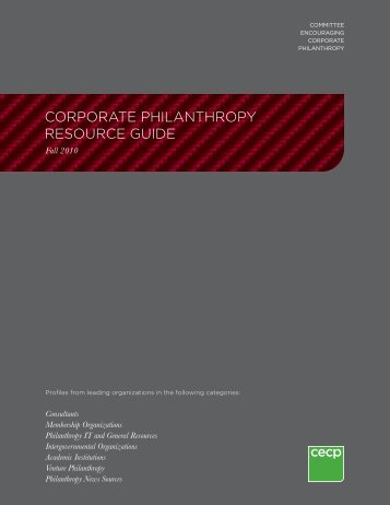 corporate philanthropy resource guide - Committee Encouraging ...