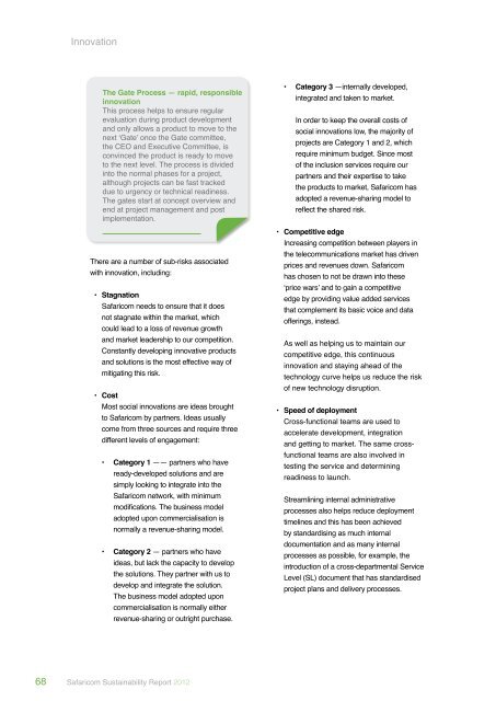 Sustainability Performance: At a glance (31 March 2012) - Safaricom