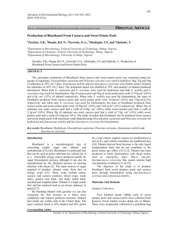 ORIGINAL ARTICLE Production of Bioethanol From Cassava ... - aensi