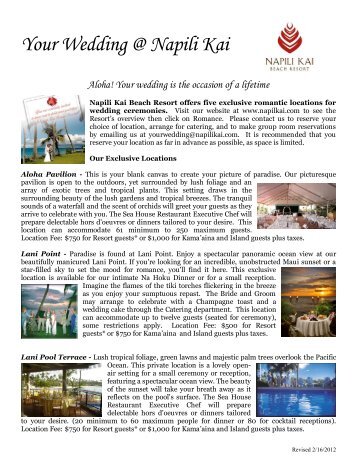Wedding Information (PDF) - Napili Kai Beach Resort