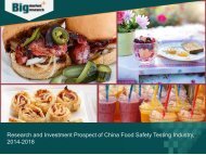 Research and Investment Prospect of China Food Safety Testing Industry, 2014-2018