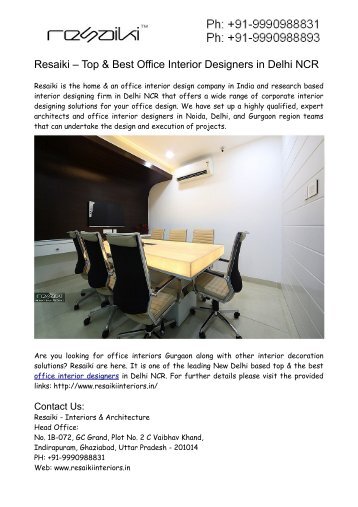 Resaiki – Top & Best Office Interior Designers in Gurgaon