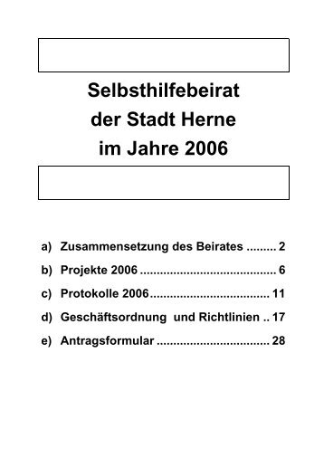 Bericht des Selbsthilfebeirates 2006 - Gesundheit in Herne