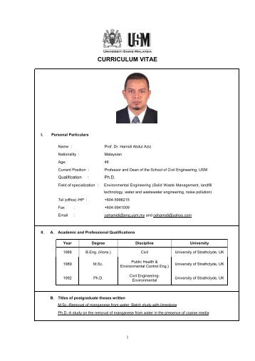 CV Dr. Hamidi - School of Civil Engineering - USM