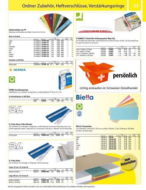 Büromaterial - Bürobedarf Katalog von www.Buerogummi.ch