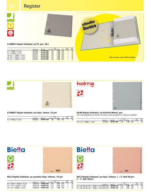 Büromaterial - Bürobedarf Katalog von www.Buerogummi.ch