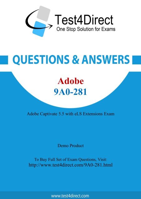 Here you get free 9A0-281 Exam BrainDumps