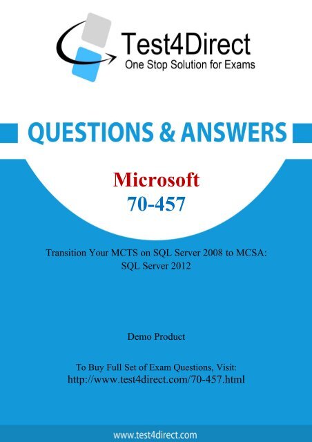 Up-to-Date 70-457 Exam BrainDumps for Guaranteed Success