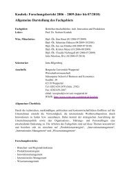 Koubek: Forschungsbericht 2006 – 2009 (hier bis 07/2010) - Prof. Dr ...