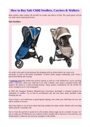 How to Buy Safe Child Strollers, Carriers & Walkers