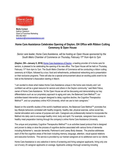 Home Care Assistance Celebrates Opening of Dayton, OH Office with Ribbon Cutting Ceremony & Open House