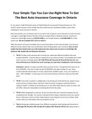  Four Simple Tips You Can Use Right Now To Get The Best Auto Insurance Coverage In Ontario