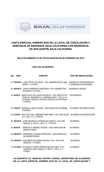 BOLETIN 23 SAN QUINTIN 09 DE FEBRERO DEL 2016