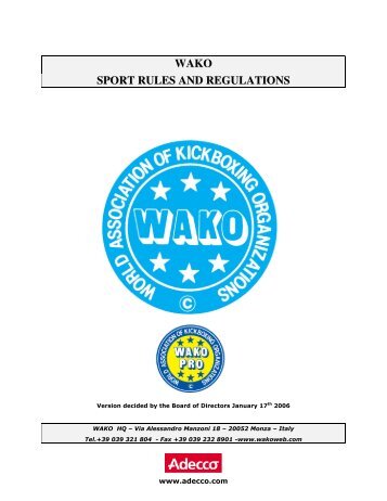 WAKO SPORT RULES AND REGULATIONS