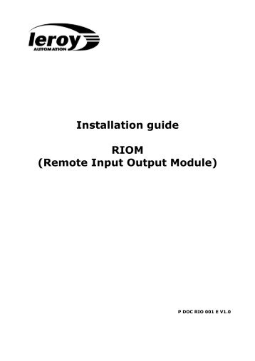 Installation guide RIOM (Remote Input Output Module)