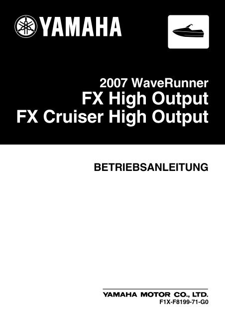 Yamaha FX HO - 2007 - Mode d'emploi Deutsch