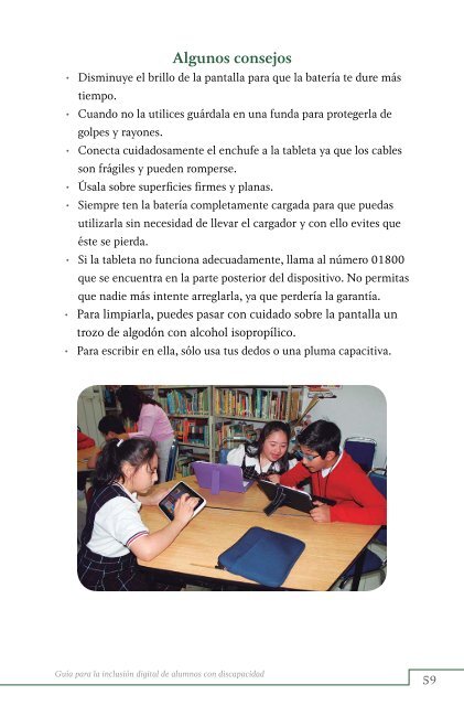 para la INCLUSIÓN DIGITAL de alumnos con DISCAPACIDAD