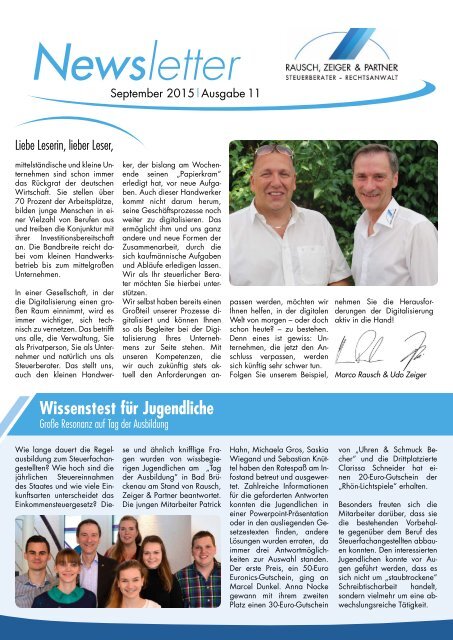 Rausch, Zeiger & Partner Newsletter