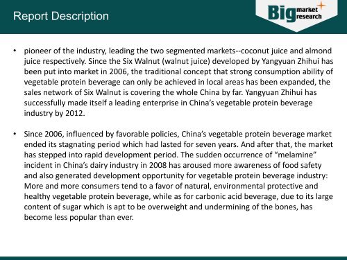 Research on Vegetable Protein Beverage Market in China, 2014-2018