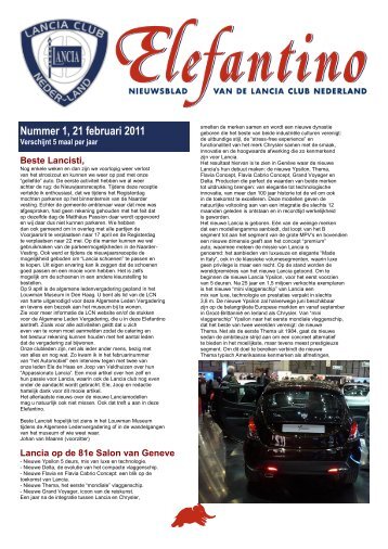 Nummer 1, 21 februari 2011 - Lancia Club Nederland