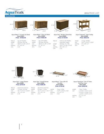 AquaTeak Outdoor Price Sheet 