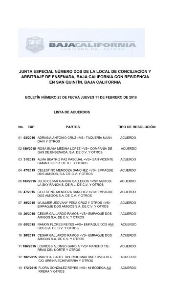 BOLETIN 25 SAN QUINTIN 11 DE FEBRERO DEL 2016