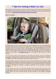 7 Tips for Getting a baby car seat 