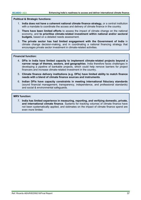 Enhancing India’s Readiness to Climate Finance