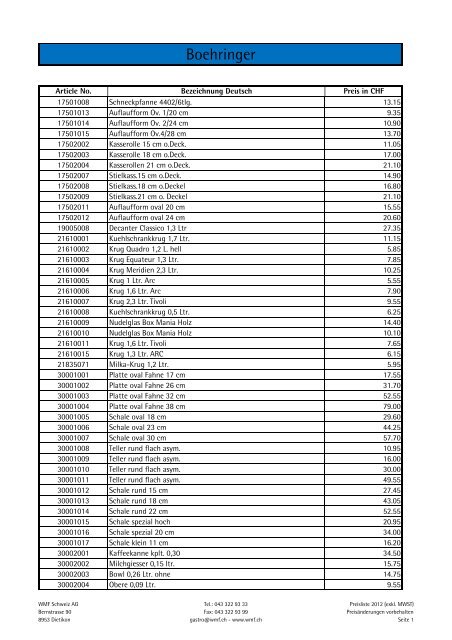 Preisliste (PDF) - Wmf