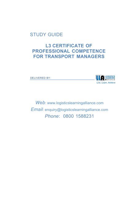 LLA CPC Transport Manager - Road Freight Fact Sheet