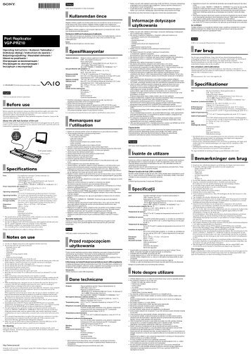 Sony VGP-PRZ10 - VGP-PRZ10 Mode d'emploi Roumain