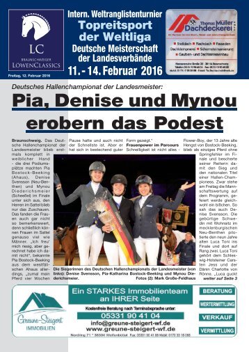 Turnierzeitung Löwen Classics, Freitag 12.02.2016