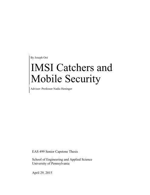 IMSI Catchers and Mobile Security
