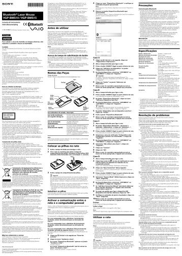 Sony VGP-BMS15 - VGP-BMS15 Mode d'emploi Portugais