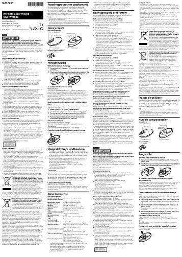 Sony VGP-WMS30 - VGP-WMS30 Mode d'emploi Polonais