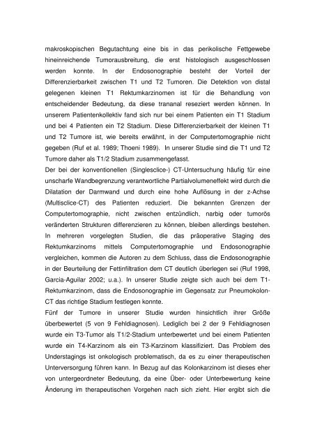 Präoperatives TN-Staging von kolorektalen Karzinomen mit der ...