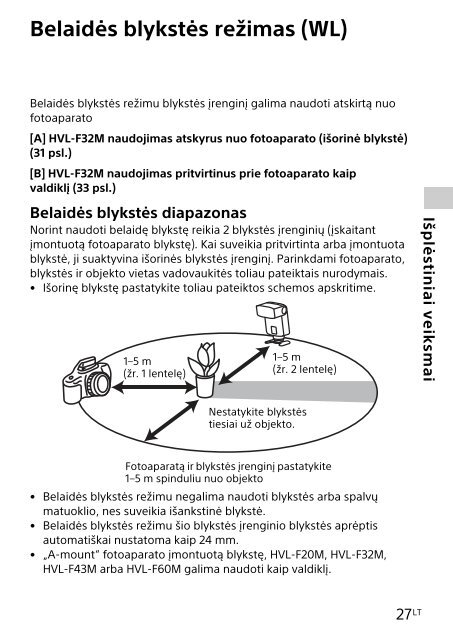 Sony HVL-F32M - HVL-F32M Consignes d&rsquo;utilisation Lituanien