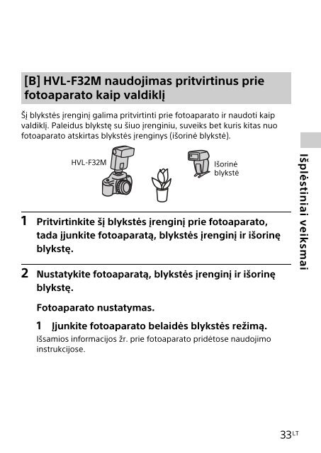 Sony HVL-F32M - HVL-F32M Consignes d&rsquo;utilisation Lituanien