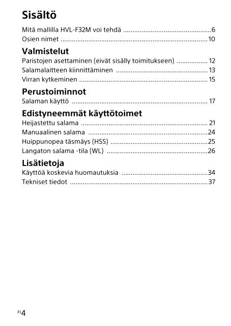 Sony HVL-F32M - HVL-F32M Mode d'emploi Finlandais