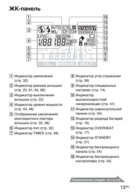 Sony HVL-F58AM - HVL-F58AM Consignes d&rsquo;utilisation Russe