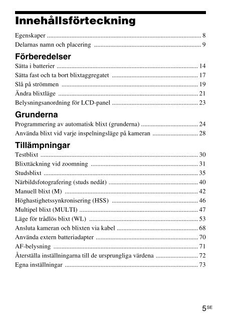 Sony HVL-F58AM - HVL-F58AM Consignes d&rsquo;utilisation Su&eacute;dois